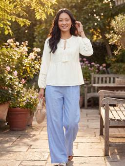 max - Off White Women Crochet Yoke Top