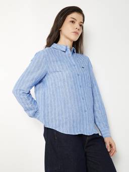 max - Blue Women Striped Shirt