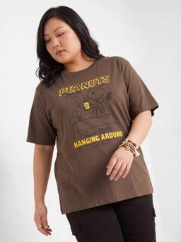 max - Brown Women Snoopy Printed T Shirt