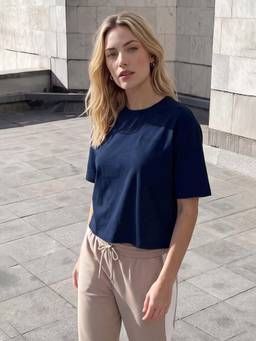 max - Blue Women Solid T Shirt
