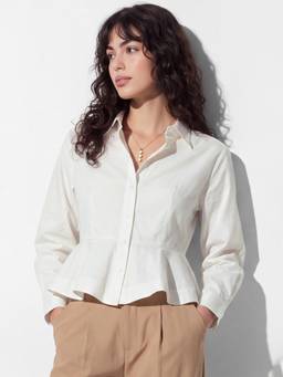 max - White Women Peplum Shirt
