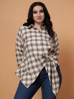STYLLEY - Beige Wrap Check Shirt