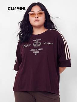 max - Purple Women Printed Boxy T Shirt