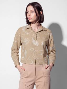 max - Beige Women Embroidered Shirt
