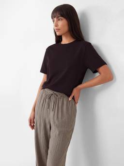 max - Brown Women Textured T Shirt
