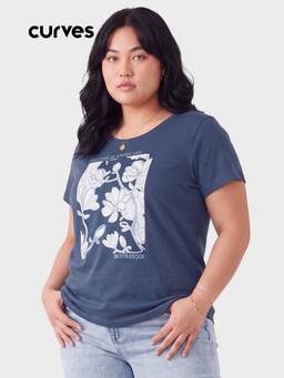 max - Blue Women Printed T Shirt