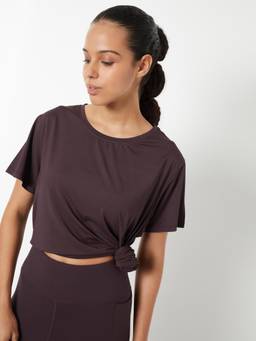 max - Purple Women Solid Oversized T Shirt