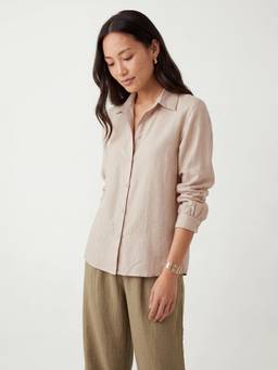max - Beige Women Solid Shirt
