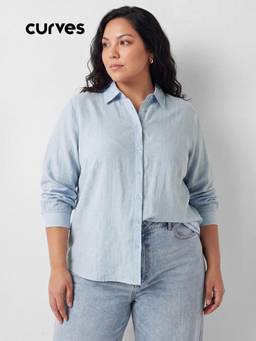 max - Blue Women Solid Shirt
