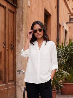 max - Off White Women Solid Shirt