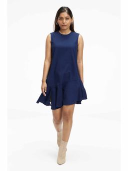 TERRA LUNA - Liv Navy Blue Solid Dress