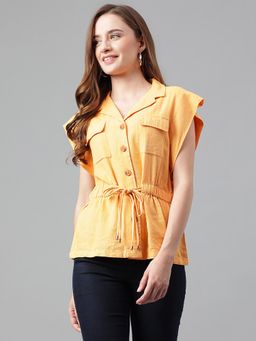 Latin Quarters - Orange Collared Solid Shirt