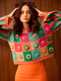 The Souled Store - Womens Multi-Color Honeysuckle Knitted Sweater