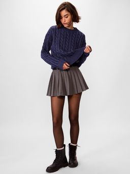 The Souled Store - Womens Navy Blue Celestial Knitted Sweater