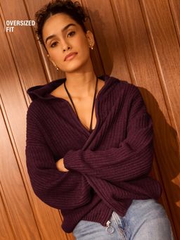 The Souled Store - Womens Maroon Oversized Sweater