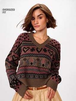 The Souled Store - Womens Brown Auburn Oversized Sweater