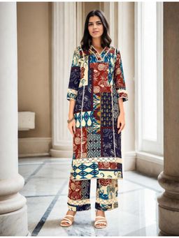 Gahan - Cotton Floral & Ikat Printed Multi Color Kurta & Pant Co-Ord (Set of 2)