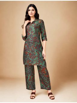 Gahan - Blended Muslin Floral Printed Green Kurta & Pant Co-Ord (Set of 2)