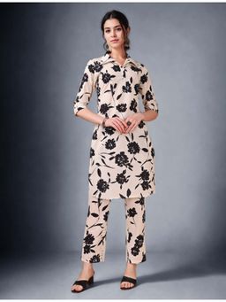 Gahan - Cotton Flower Printed Cream Kurta & Pant Co-Ord (Set of 2)