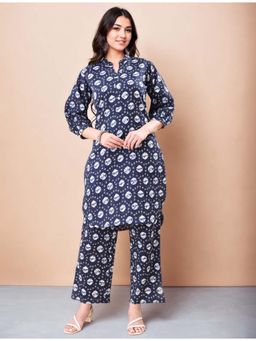 Gahan - Cotton Bandhani Printed Navy Blue Kurta & Pant Co-Ord (Set of 2)