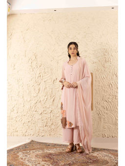 Ajiesh Oberoi - Pink Anika Kurta with Palazzo and Dupatta (Set of 3)