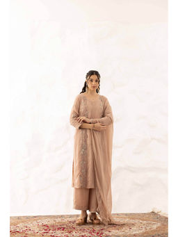 Ajiesh Oberoi - Nude Megha Kurta with Palazzo and Dupatta (Set of 3)