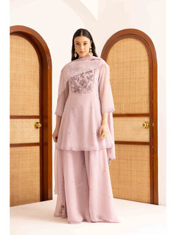 Ajiesh Oberoi - Lavender Seher Kurti with Sharara and Dupatta (Set of 3)