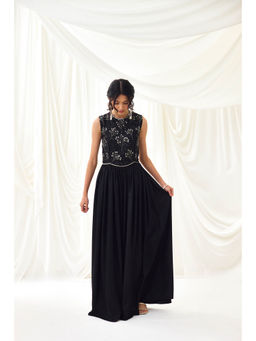 Lavanya Ahuja - Black Flared Jumpsuit with Beaded Bodice