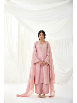 Lavanya Ahuja - Pink Rose Kurta with Pant and Dupatta (Set of 3)
