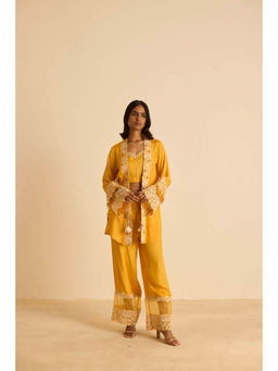 Inej - Yellow Front Open Bustier with Pant and Jacket (Set of 3)