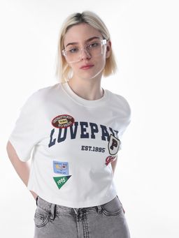 ONLY - Womens Typography Boxy Fit White T-Shirt