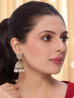 OOMPH - Champagne Color Mendi Gold Plated Jhumka Earring For Women And Girls