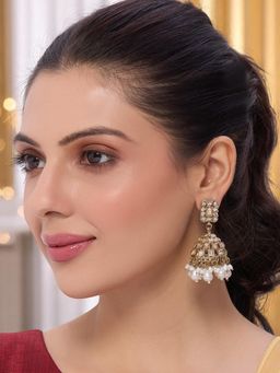 OOMPH - Champagne Color Mendi Gold Plated Jhumka Earring For Women And Girls