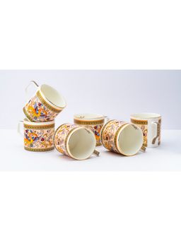 Golden Queens - Oriental Dragon Tea Cups Handcrafted In India, Gold Rim (Pack of 6)