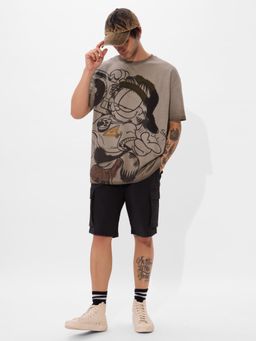 The Souled Store - Official Garfield Beat It Oversized Brown T-Shirt