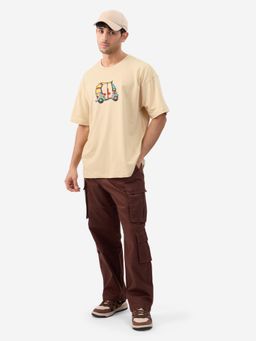 The Souled Store - Official Tss Originals Auto Oversized Brown T-Shirt