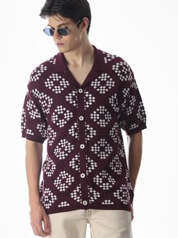 Jack & Jones - Purple Oversized Knitted Shirt