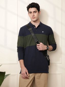 WROGN - Colour Blocked Navy Blue Polo T-Shirt