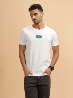 WROGN - Minimal Cut-Out Logo Slim Fit White T-Shirt