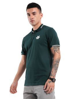 WROGN - Dark Olive Jacquard Collar Green Polo T-Shirt