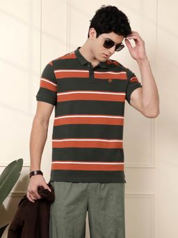 WROGN - Striped Slim Fit Multi-Color Polo T-Shirt