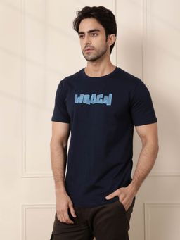 WROGN - Puff Solid Slim Fit Navy Blue T-Shirt