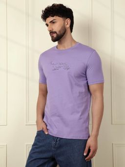 WROGN - Embroidered Slim Fit Lavender T-Shirt