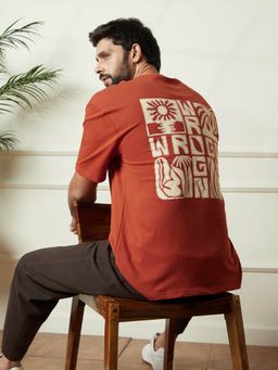 WROGN - Heavy Gsm Back Print Rust T-Shirt