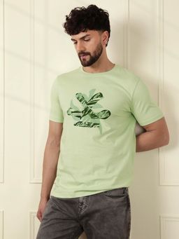 WROGN - Flock Print Slim Fit Green T-Shirt