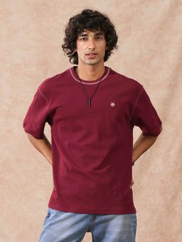 WROGN - Textured Waffle Knit Maroon T-Shirt