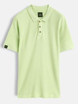WROGN - Solid Textured Green Polo T-Shirt