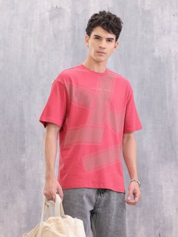 WROGN - Tonal Logo Printed Oversized Red T-Shirt