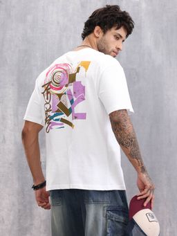 WROGN - Printed Oversized Fit White T-Shirt