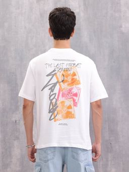 WROGN - Retro Cd Graphic Back Print Oversized Fit White T-Shirt